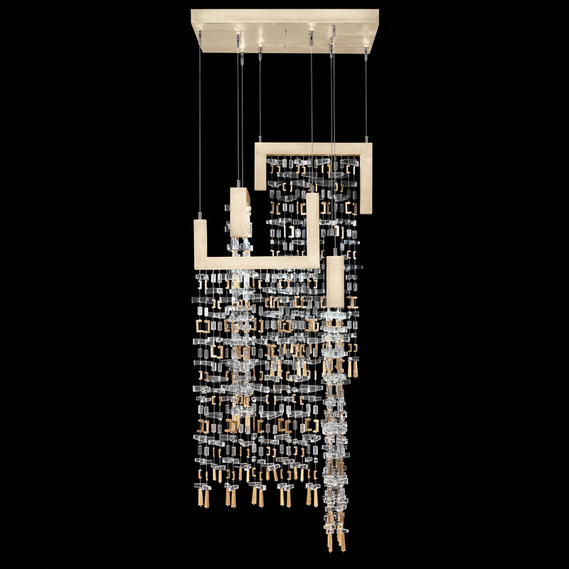 Luminaire suspendu carré l 22 po Capri, Feuille d'or douce standard