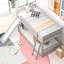 Lit superposé simple gris avec glissière amovible et, option d'économie d'espace pour les petites chambres à coucher, lit en bois de pin, facile à installer, tête de lit à rayures verticales de couleur intégrée, structure, convenable