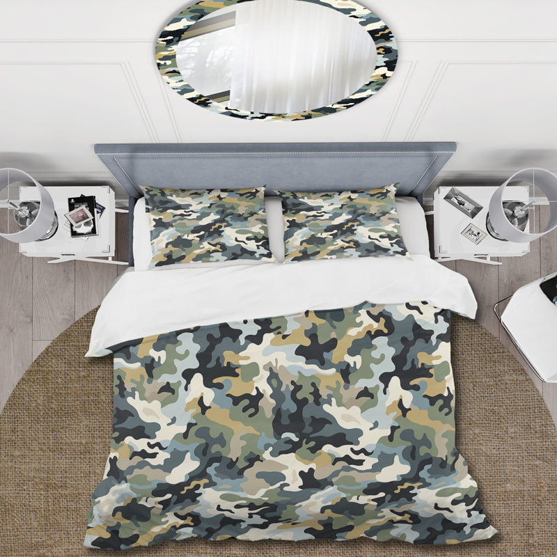 City Camo Concealment - Ensemble de housse de couette Camo, Housse de couette simple + 1 taie décorative stan