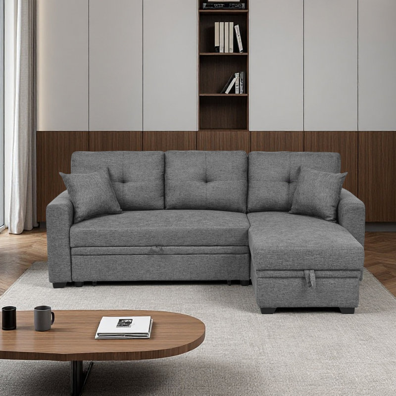 Canapé-lit rembourré, Polyester gris