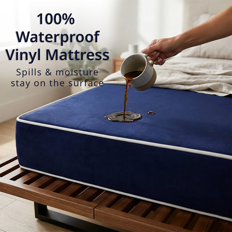 Matelas Winkelman 5 pouces en vinyle mi-ferme mi-ferme résistant à l'eau, silencieux et doux, Très grand californien
