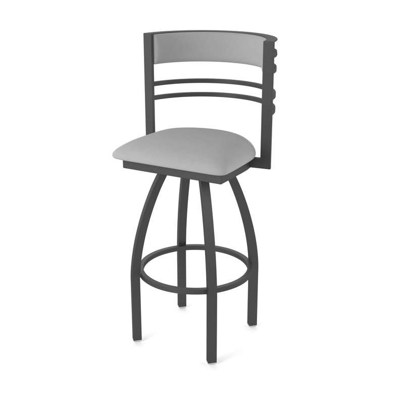 Hunter Swivel Stool, Tabouret de bar (siège d'une hauteur de 30 po), Étain, Vinyle - gris galbon Folkstone