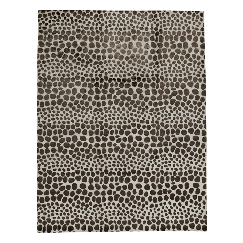 Tapis beige et brun noué à la main de haute qualité, Rectangle 9 pi 1 po x 12 pi 1 po