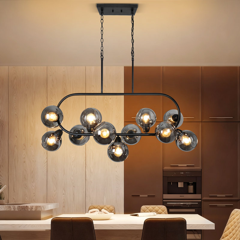 Lustre spoutnik à 11 lumières de style moderne avec globe et lustre en verre gris