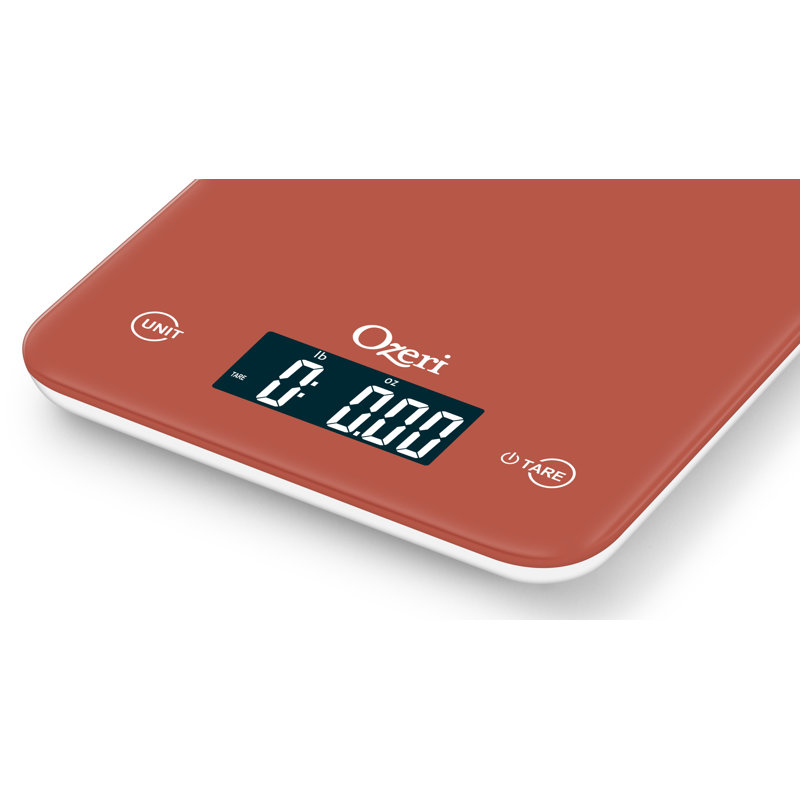 Balance de cuisine numérique Ozeri Touch (édition 12 lb) en verre trempé, Ocre brûlé