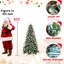 Arbre de Noël de 4 pi avec 747 pointes, baies rouges décorées et pin naturel, branches enneigées en PE +, conception à charnières à installation rapide et facile, support en métal fiable et givré Pe +