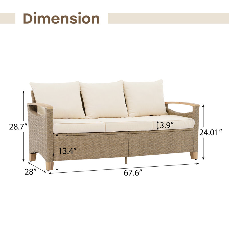Outdoor Patio Sofa With Cushions