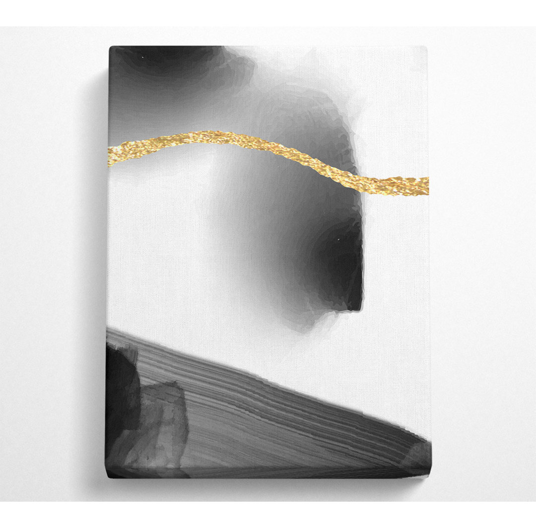 Gold Line, Black Abstract - No Frame Kunstdrucke auf Leinwand