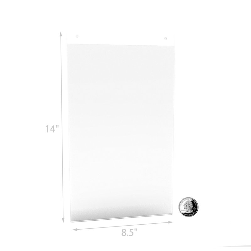 White Acrylic Vertical Wall Mount Sign Holder, 15" x 8.5"