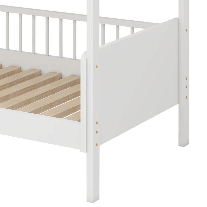 Twin Size Wooden Bunk Bed With 3 Storage Shelves, White