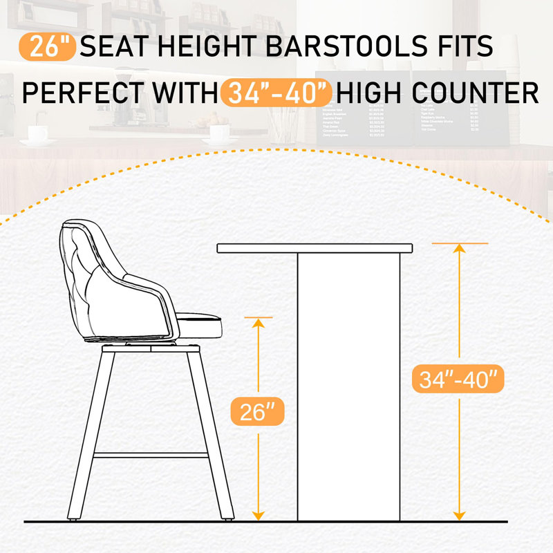 Bar Stools Set of 2/3/4, 26/30" Swivel High Back Stools