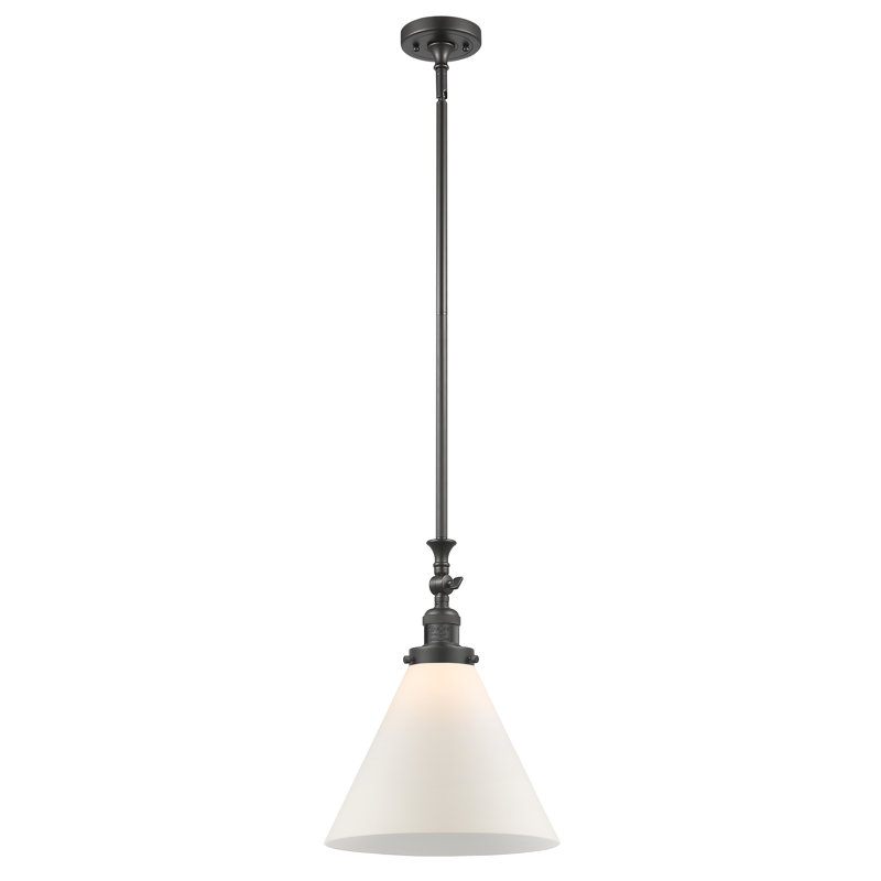 1 - Light Single Pendant, Oil Rubbed Bronze, Matte White Cased, 6 Watt Vinage LED Bulb