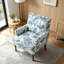Chaise d'appoint, revêtement floral, garniture cloutée, pieds en bois massif-129239829