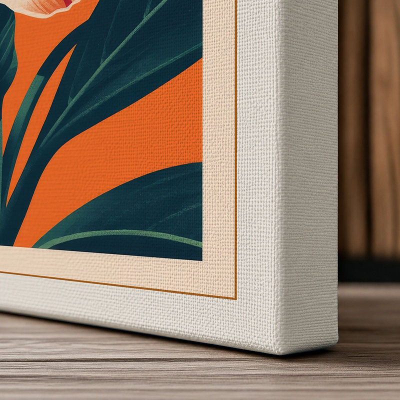 Striped Bloom Botanical - Wrapped Canvas, 18x12 - 45.7 x 30.5 cm, Cream Border