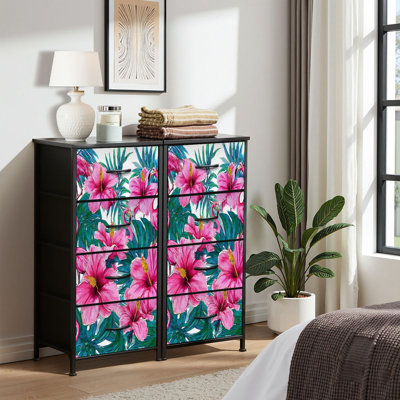 4 Drawer Dresser for Bedroom, Narrow Chest of Drawers, Wooden Top and Study Iron Frame 18"x37.5"-(WxH)