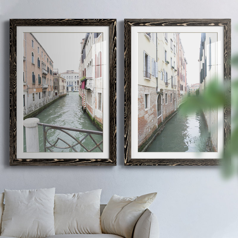 «Venice Canal I», ensemble de 2 reproductions de photos, H 44 po x l 31 po x P 1 po, Papier encadré noir