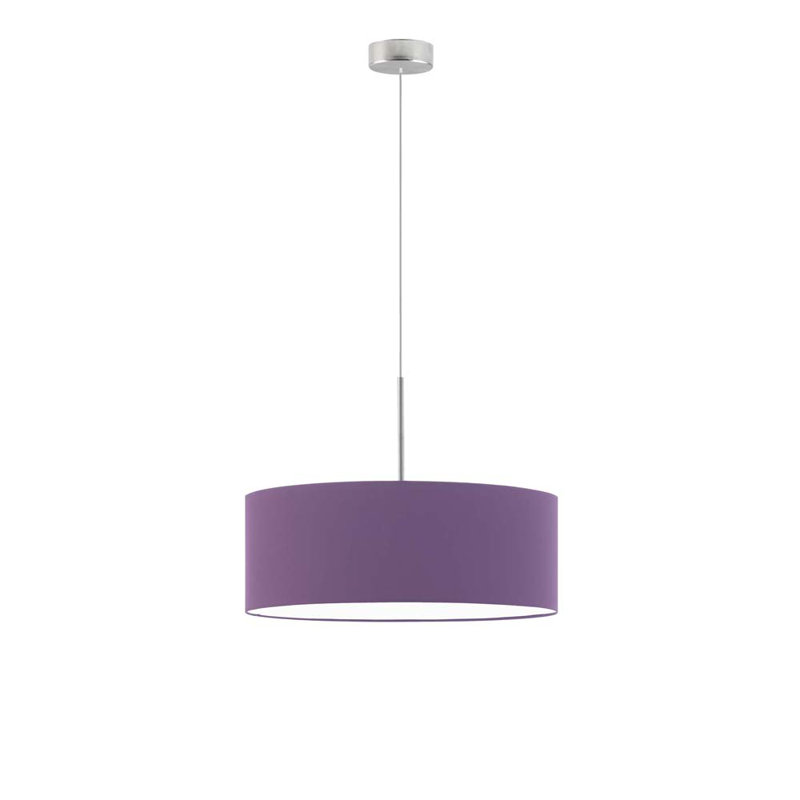 Aubryn 3 - Light Drum Pendant, Violet, Brushed Steel, 120cm H x 50cm W x 50cm D