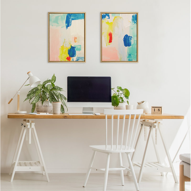 Pop of Color I and II, ensemble de toiles encadrées par Amy Lighthall, Doré