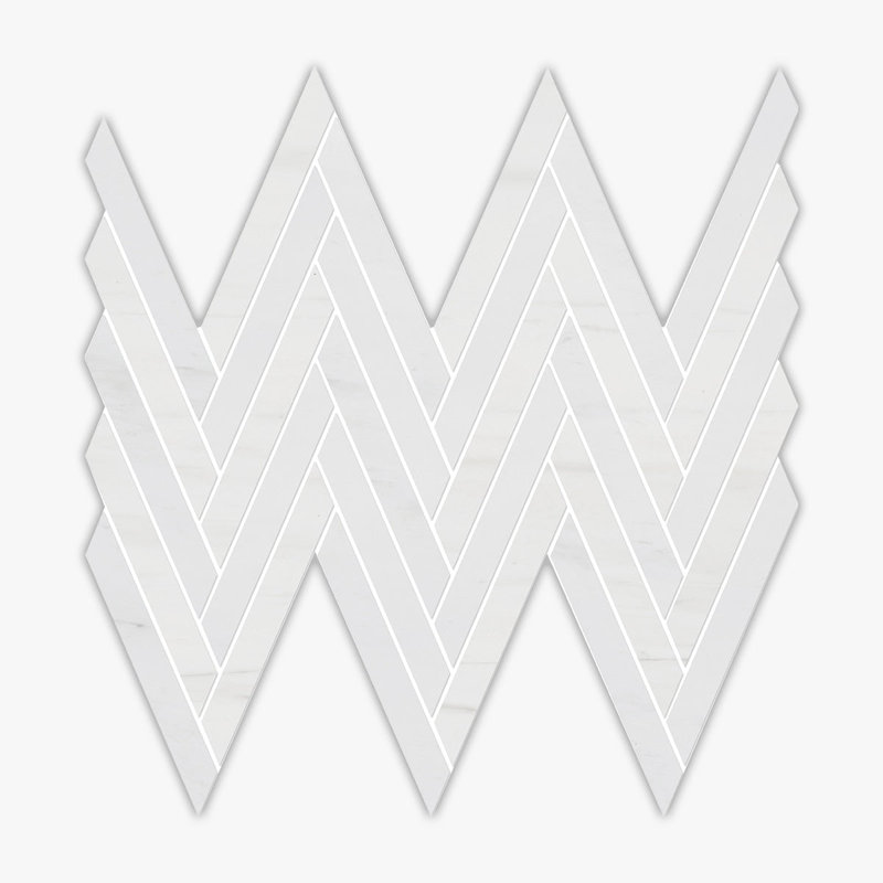 Bianco Dolomiti Honed Chevron Marble Mosaic