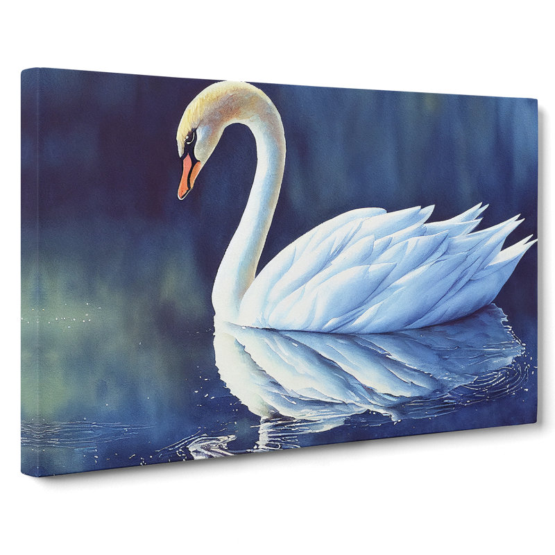 Swan Watercolour Vol.2 - Wrapped Canvas Print, 50cm H x 76cm W x 3cm D