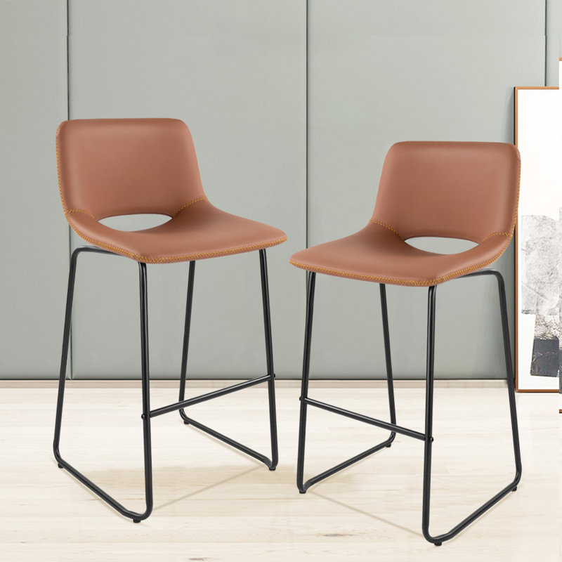 Tabouret Saraye, Orange, Tabouret de comptoir (hauteur de l'assise : 25,2 p