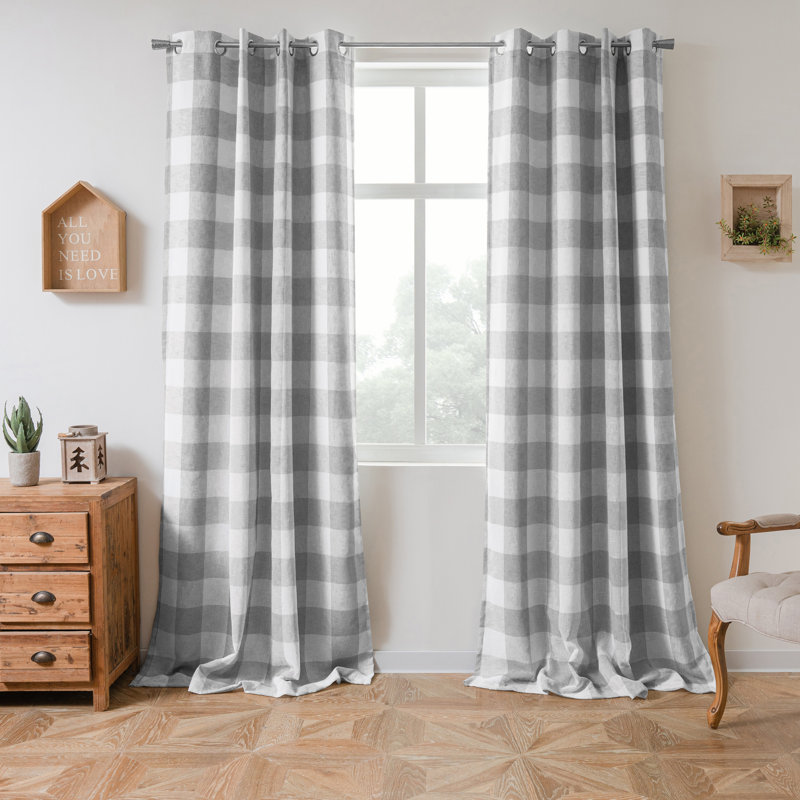 Adamantini Plaid Blackout Thermal Grommet Curtain Panels, Gray, 52" W x 84" L