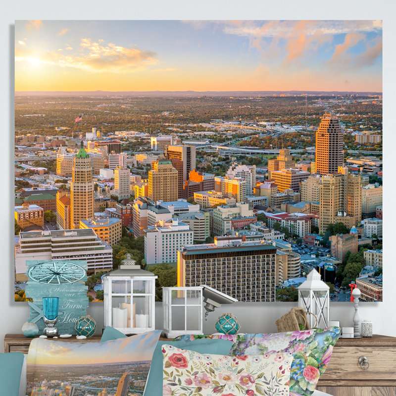 San Antonio, centre-ville du Texas I, H 12 po x l 20 po x P 1 po, Toile tendue