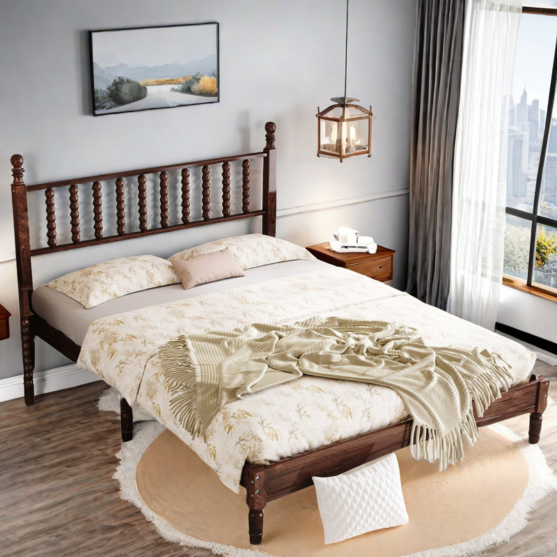 Velvetvanguards Platform Bed With Gourd Shaped Headboard And
