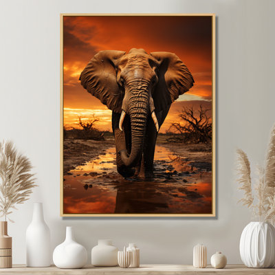 Lekesha, éléphant d'Afrique Silhouette Serenade II - éléphant, art mural encadré
