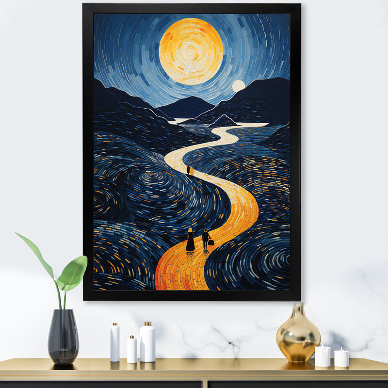 Blue Maze Surreal Illusions - Surrealism Wall Art, Black Single Picture Framed, 32" H x 24" W x 1" D