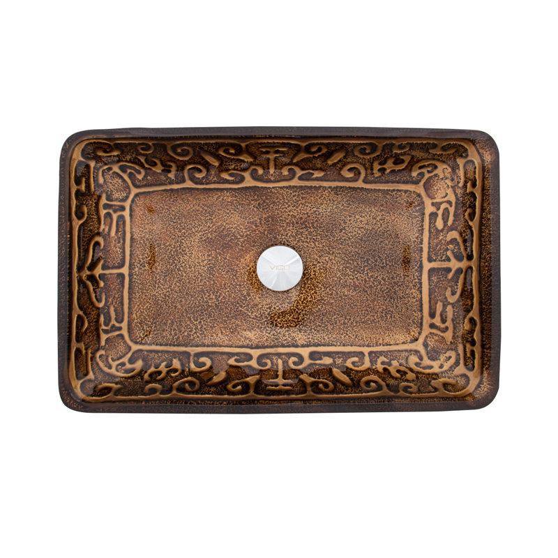 Legion Furniture 14'' Copper Glass Rectangular Bathroom Sink