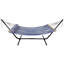 Striped Macrame Quilted Two Person Double Hammock With Pillow - 9' X 55" - Blue And Cream
