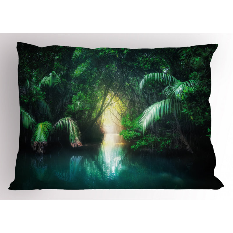 Taie décorative en microfibre de polyester bleu / vert / jaune, Grand lit