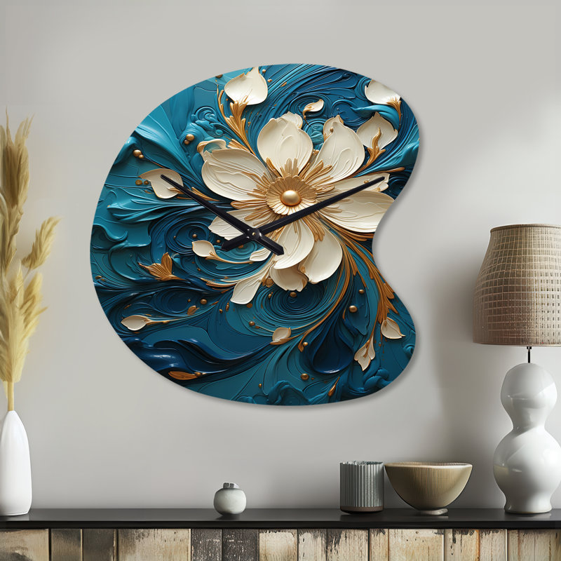 Horloge murale Majestic Motion Teal Spiral II - Abstract Spirals, Petit