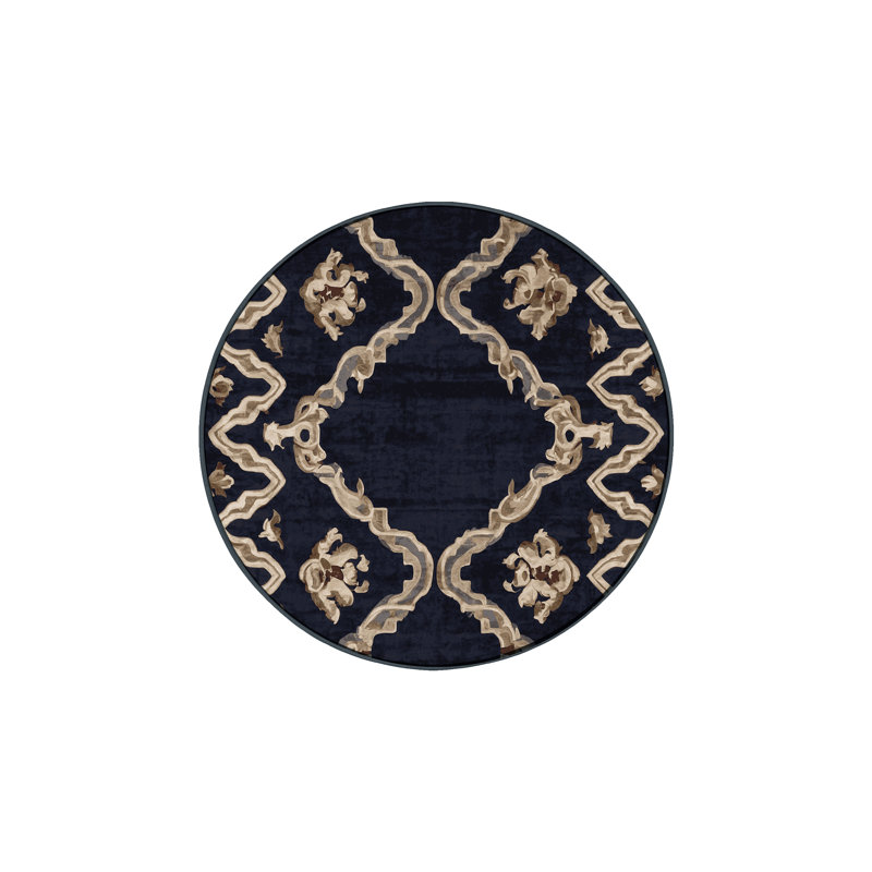 Tapis gris lavable à la machine, Rond 3 pi