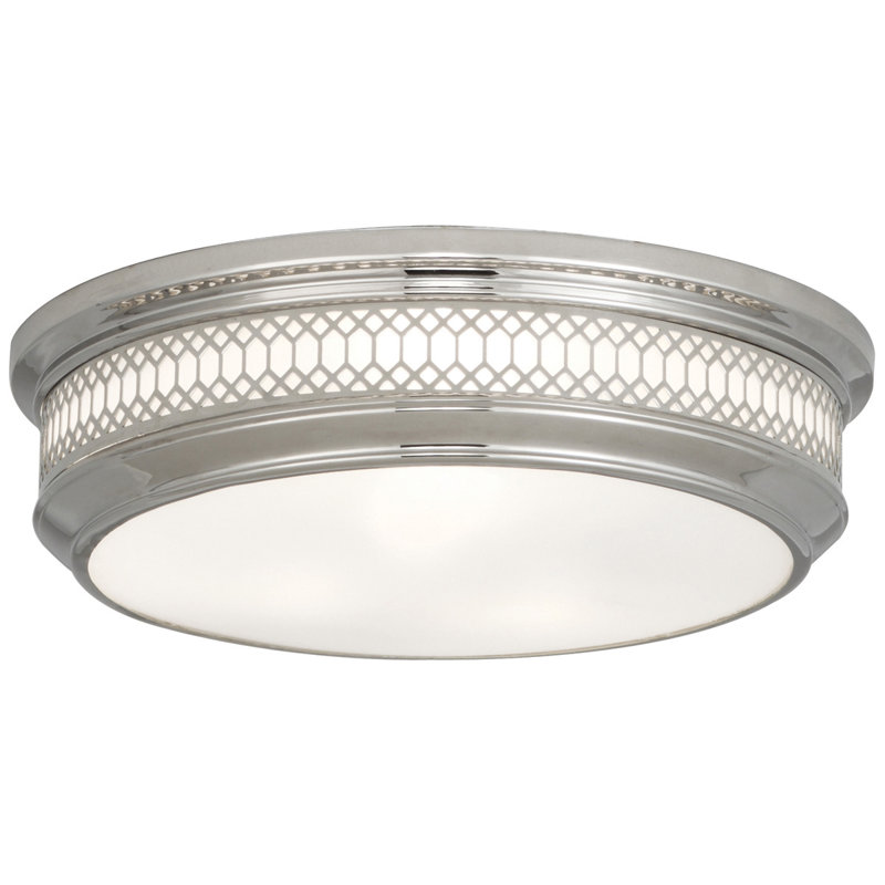 Williamsburg Tucker 3-Light 16.75" Flush Mount, Polished Nickel, 2 Lights, 4.25"H x 11.75"W x 11.75"D