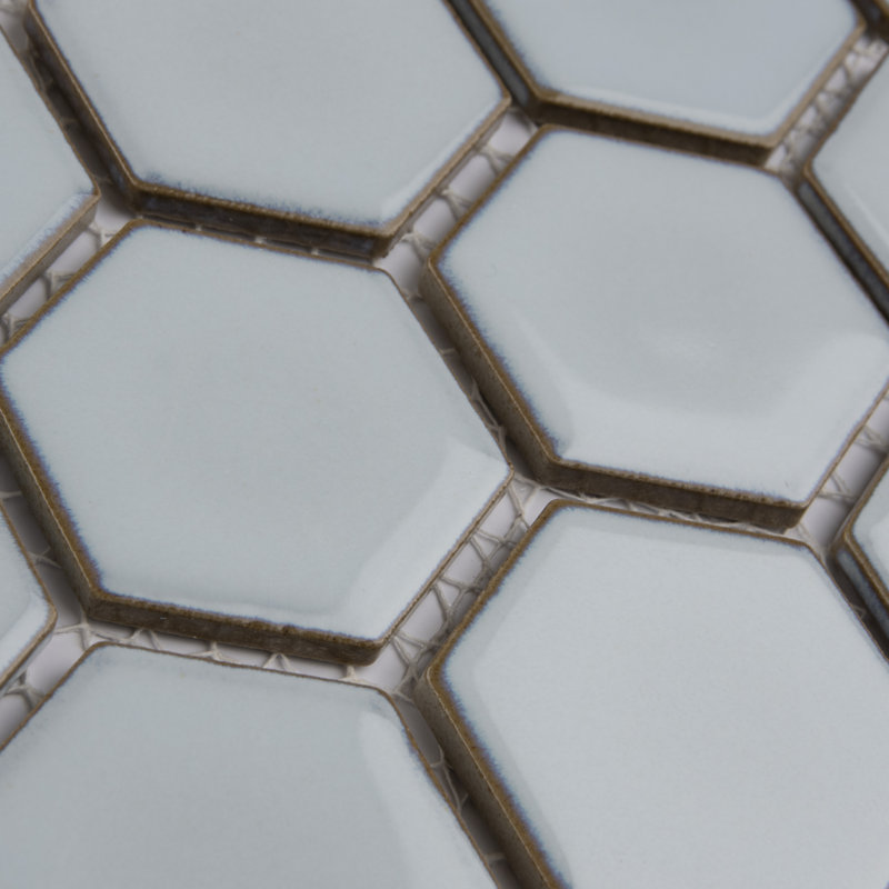Hudson Due 2" Hex 10-7/8 " x 12-5/8 " Porcelain Mosaic Floor and Wall Tile, Silk White