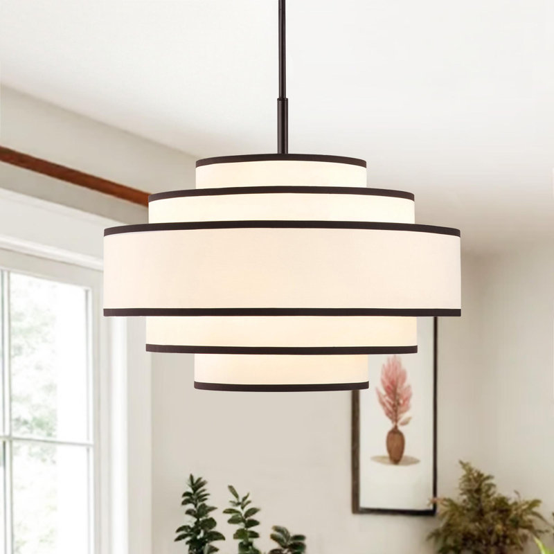 Aasim 24" 5-Light Dimmable Tiered Drum Chandelier, Bronze