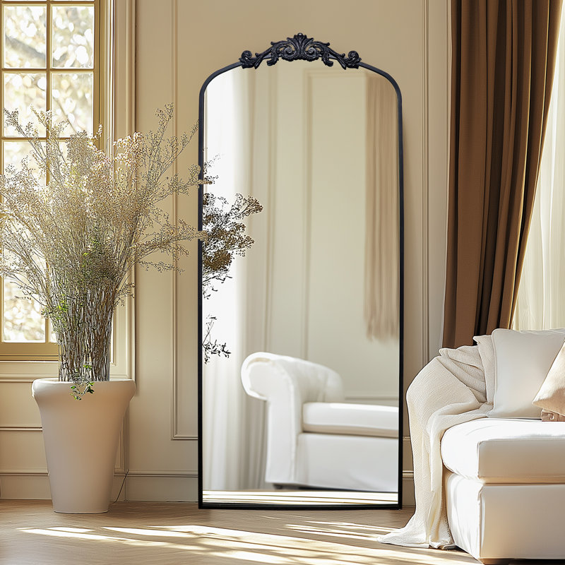 Miroir mural antique antique avec arche noire, 71 po x 30 po, Noir