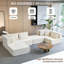 Canapé-lit modulaire de 140 po, canapé convertible en U en forme de U, tissu en velours côtelé, mousse à haute densité, sans assemblage requis, blanc-138714459
