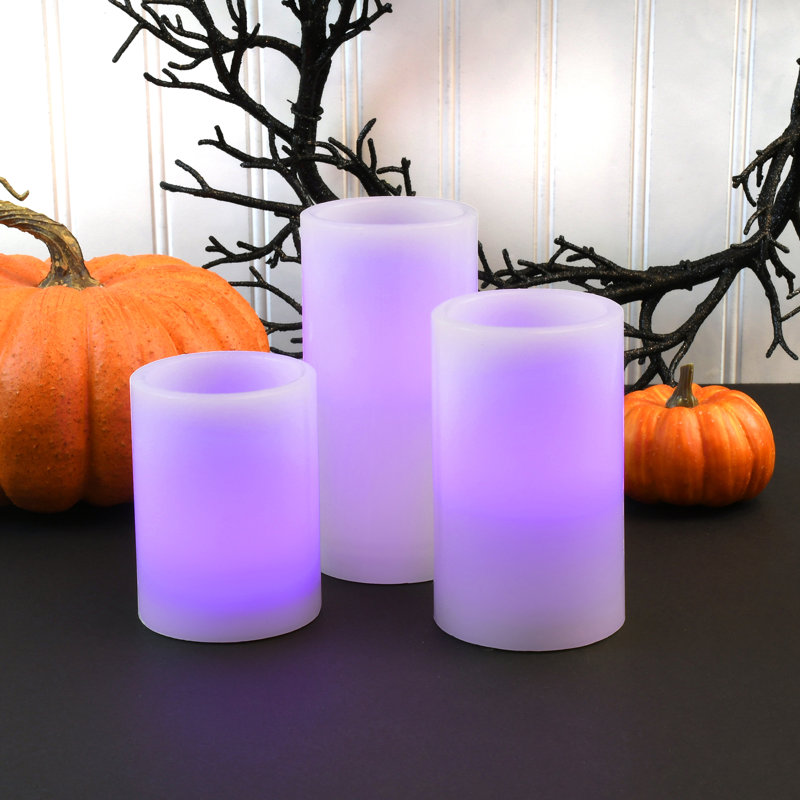 Battery Operated Multifunction Wax LED Candles, Round - 3 Count