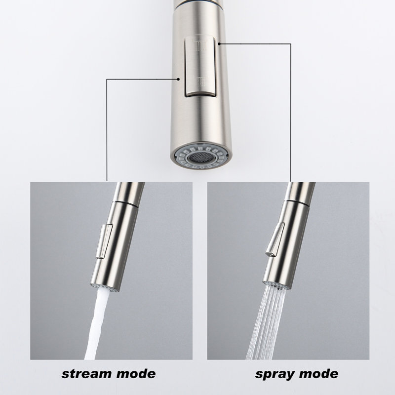 Kitchen Faucet With Pull Down & Touch Activation - Smooth Water Flow, Rust- Brushed Nickel, Stainless Steel And 360-Degree Spray Coverage, Corrosion ,