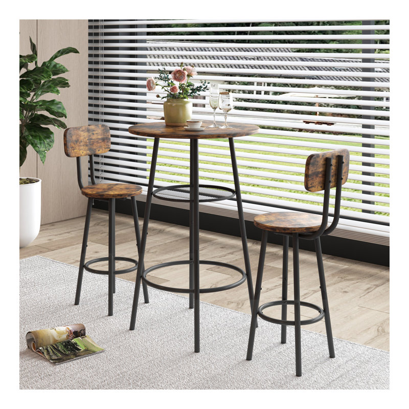 Bar table, equipped with 2 bar stools , with backrest and partition