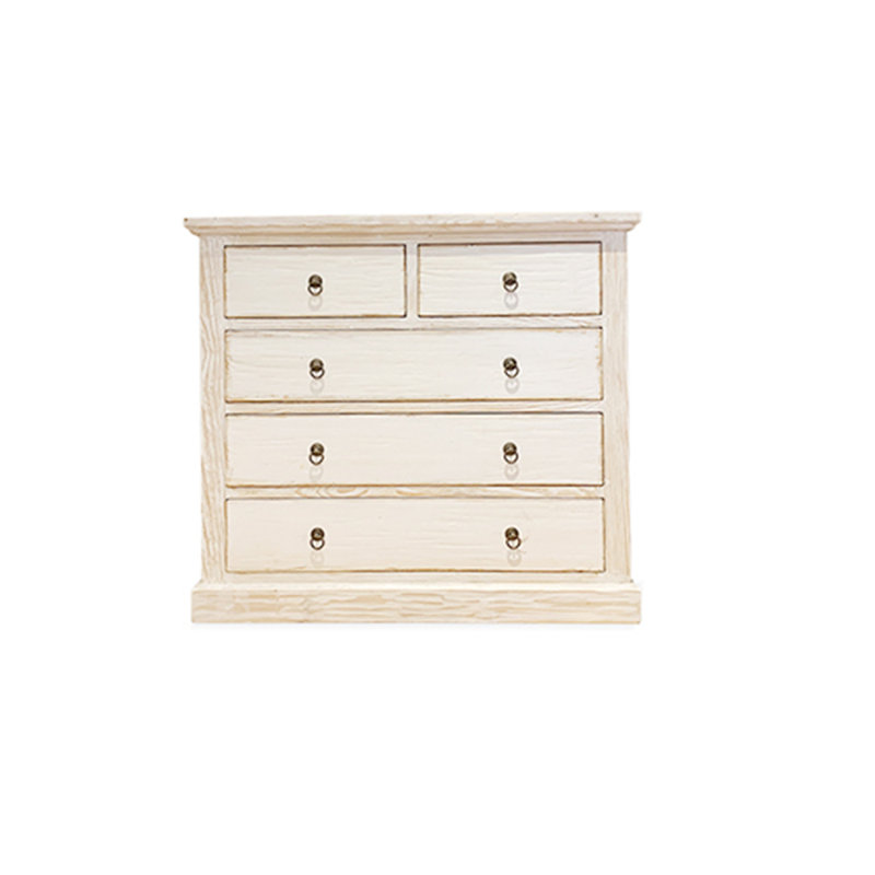 Commode 5 tiroirs blanc délavé