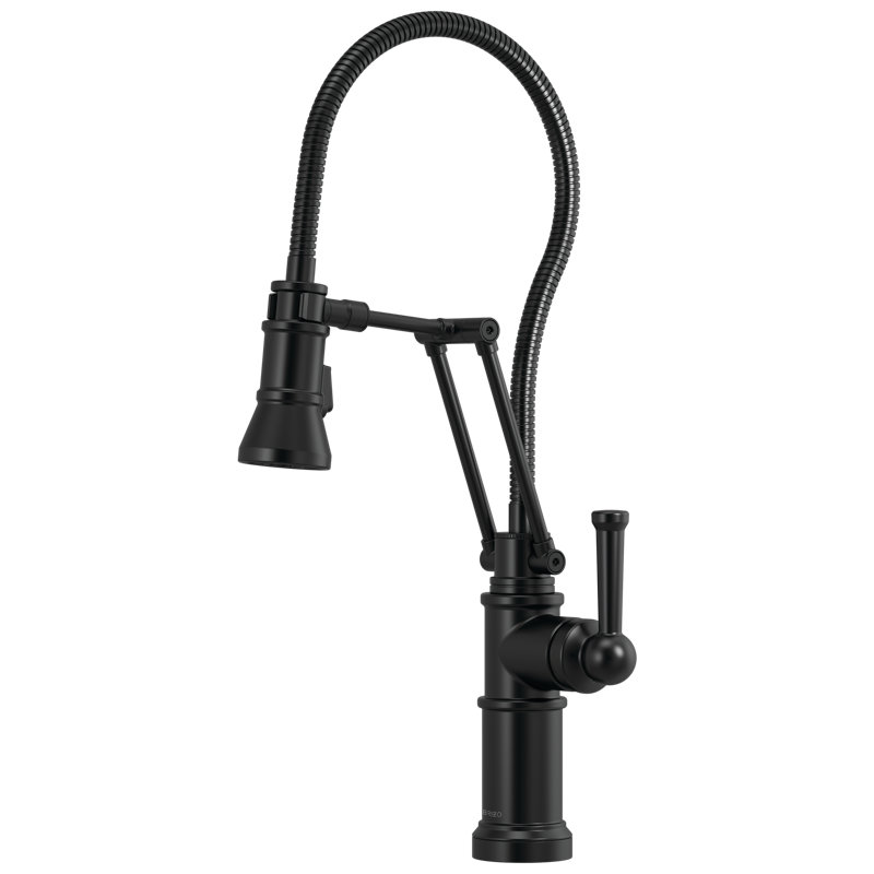 Artesso® Articulating Single Handle Kitchen Faucet With Finished Hose, Matte Black