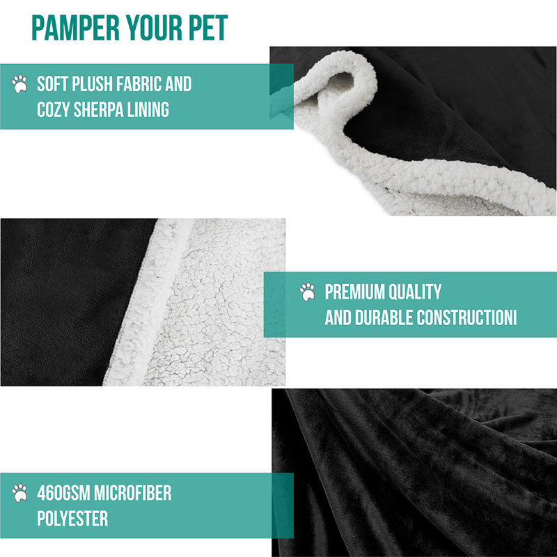 Couverture en polyester Premium Puppy, Noir