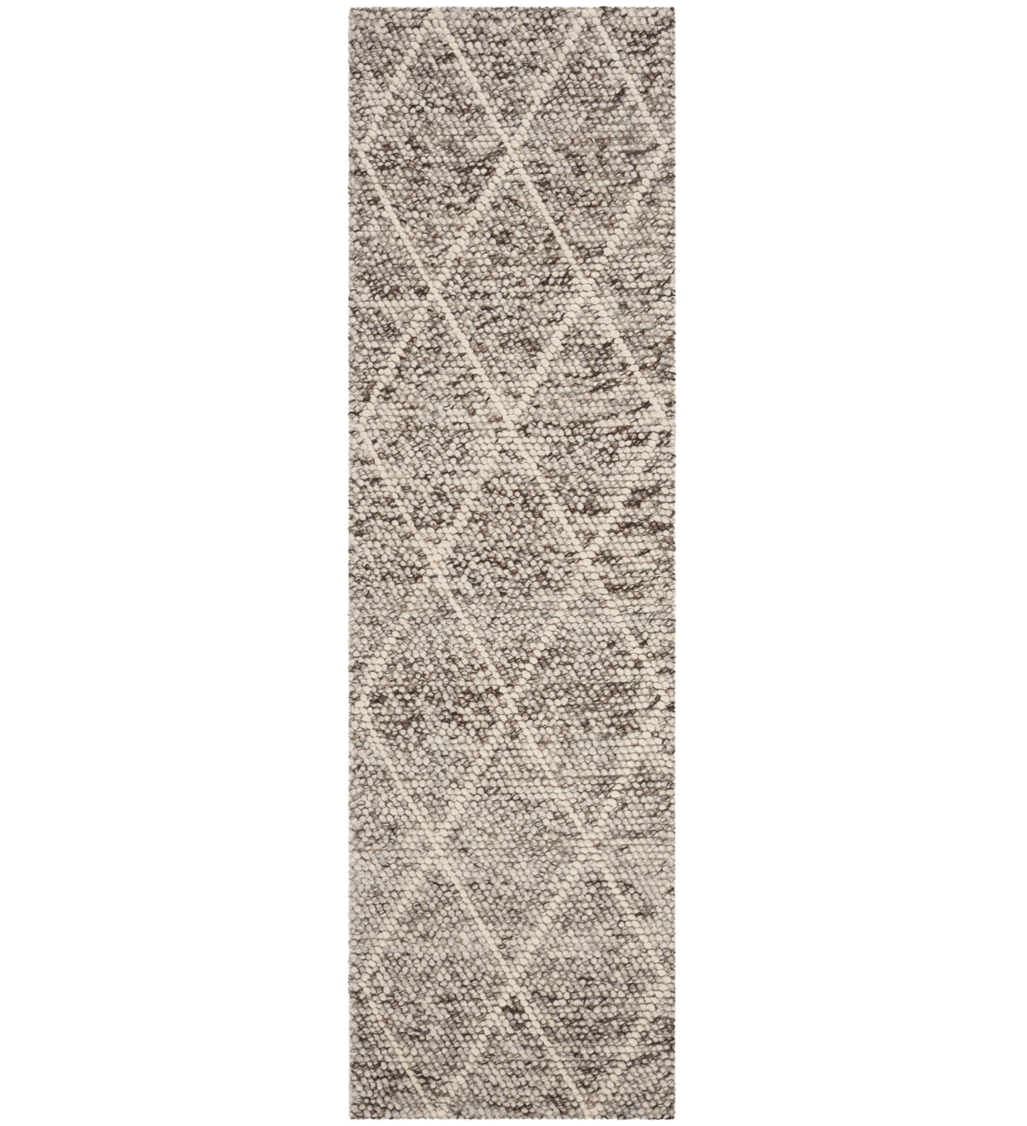 Huberty Brown Gray Hand-Woven Geometric Rug, Runner 2'3" x 8'