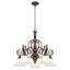 Lustre en bronze traditionnel à 5 lumières de 26,81 po avec abat-jour en verre cloche givré - Conception rétro à volutes, hauteur réglable pour les plafonds inclinés, luminaire de salle à manger