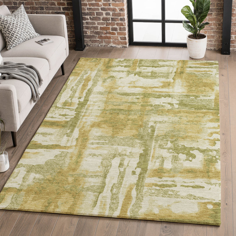 Tapis abstrait lavable à la machine de qualité supérieure Mayfield, Aloès, 5 pi x 7 pi 6 po