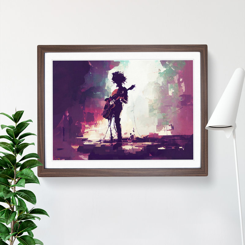 Guitar Rock Band Vol.3 - Single Picture Frame Painting, 25cm H x 34cm W x 2cm D, Walnut